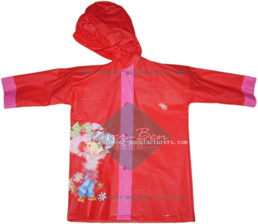 Red Children's Strong Reusable PVC Rain Gear